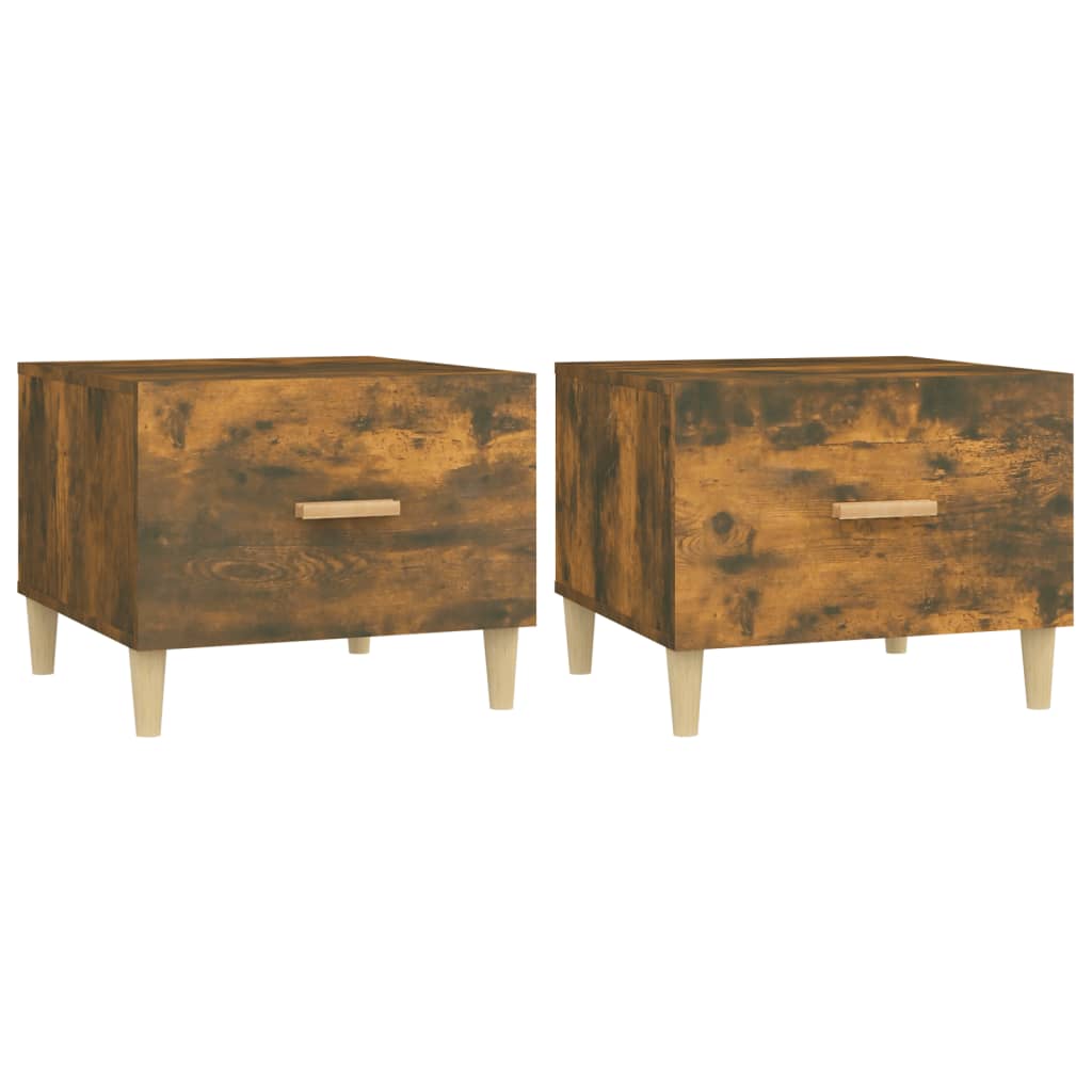 Tables basses 2 pcs chêne fumé 50x50x40 cm bois d'ingénierie - XIOS