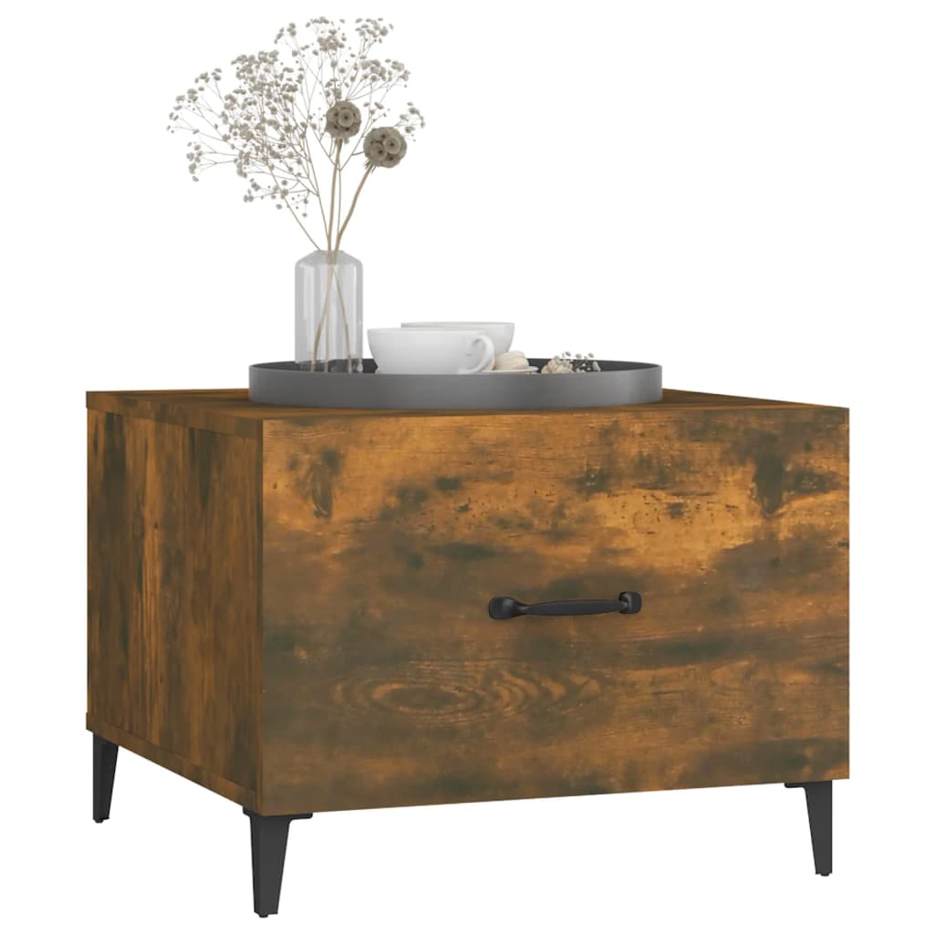 Table basse avec pieds en métal Chêne fumé 50x50x40 cm - XIOS
