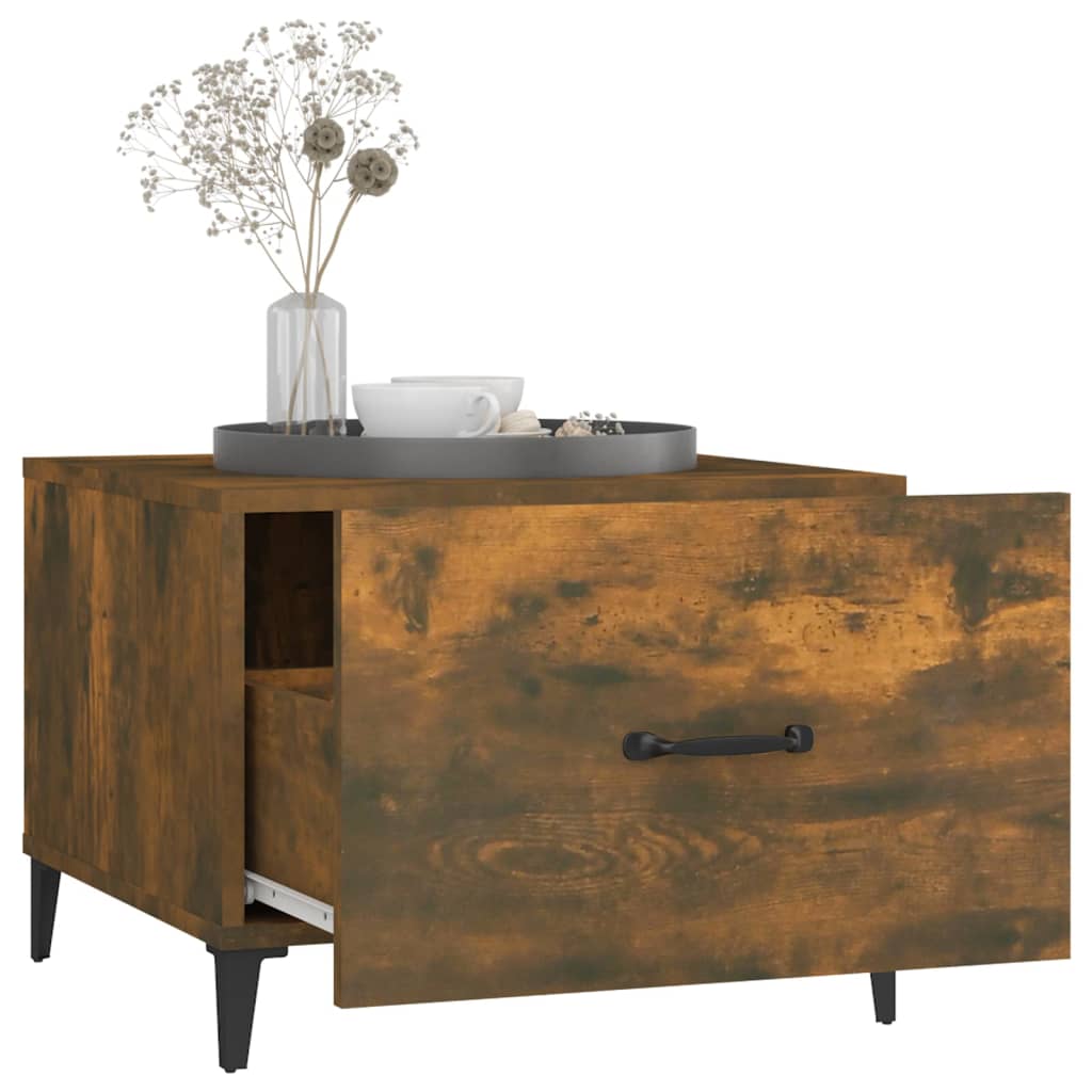 Table basse avec pieds en métal Chêne fumé 50x50x40 cm - XIOS