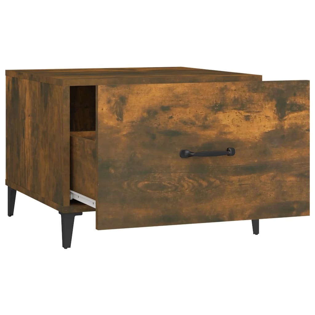 Table basse avec pieds en métal Chêne fumé 50x50x40 cm - XIOS
