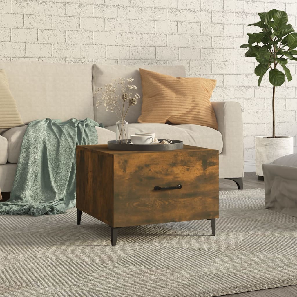 Table basse avec pieds en métal Chêne fumé 50x50x40 cm - XIOS