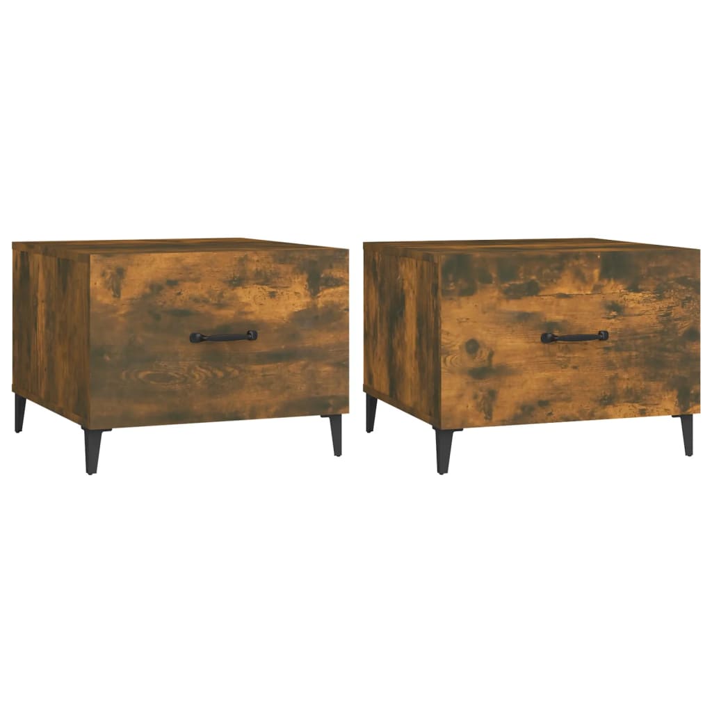 Tables basses avec pieds en métal 2 pcs Chêne fumé 50x50x40 cm - XIOS