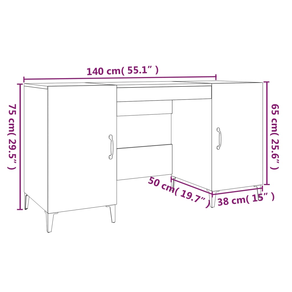 Bureau Chêne fumé 140x50x75 cm Bois d'ingénierie - XIOS