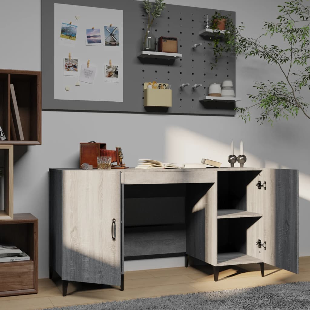 Bureau Sonoma gris 140x50x75 cm Bois d'ingénierie - XIOS