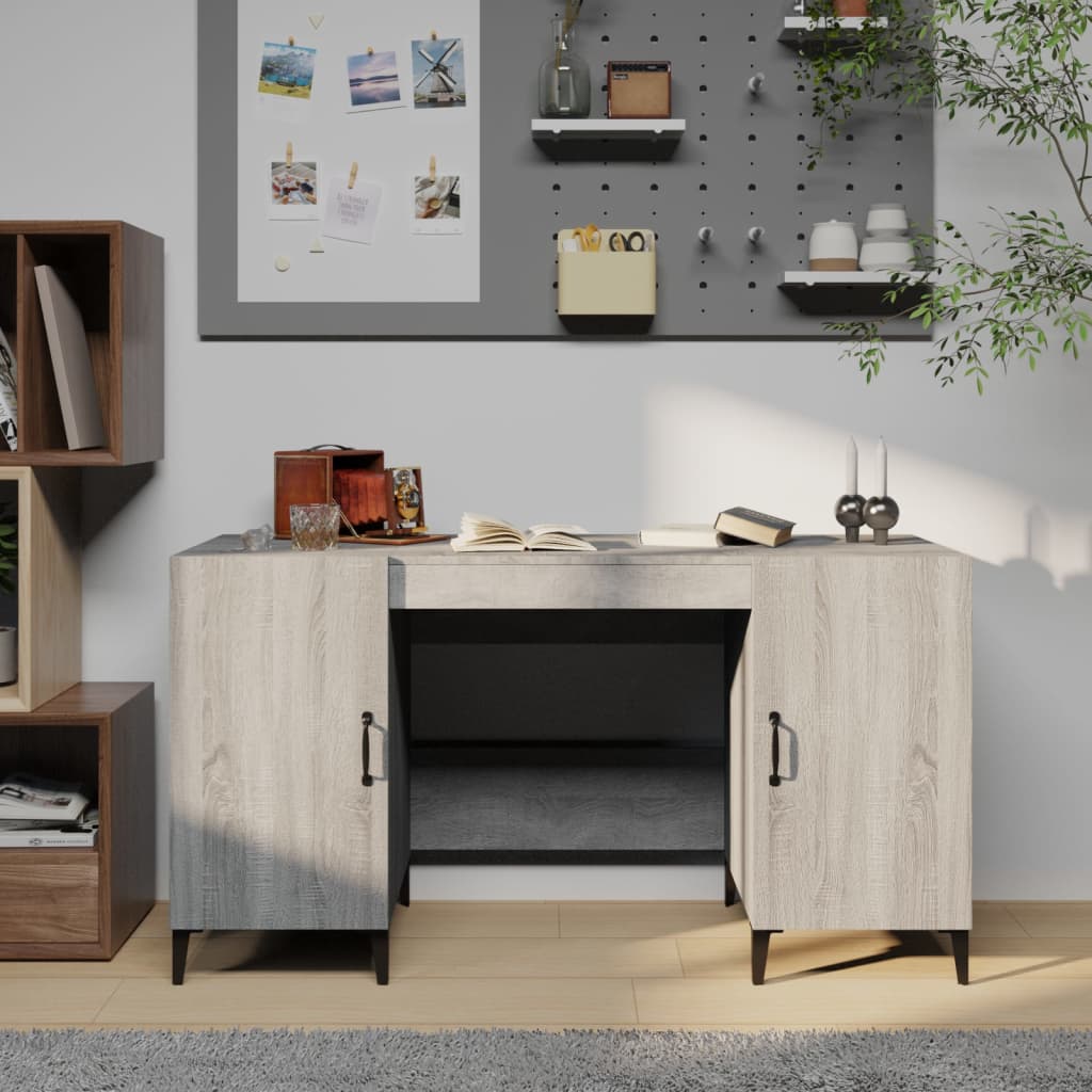 Bureau Sonoma gris 140x50x75 cm Bois d'ingénierie - XIOS