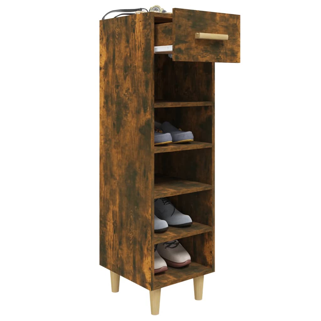Meuble à chaussures Chêne fumé 30x35x105 cm Bois d'ingénierie - XIOS