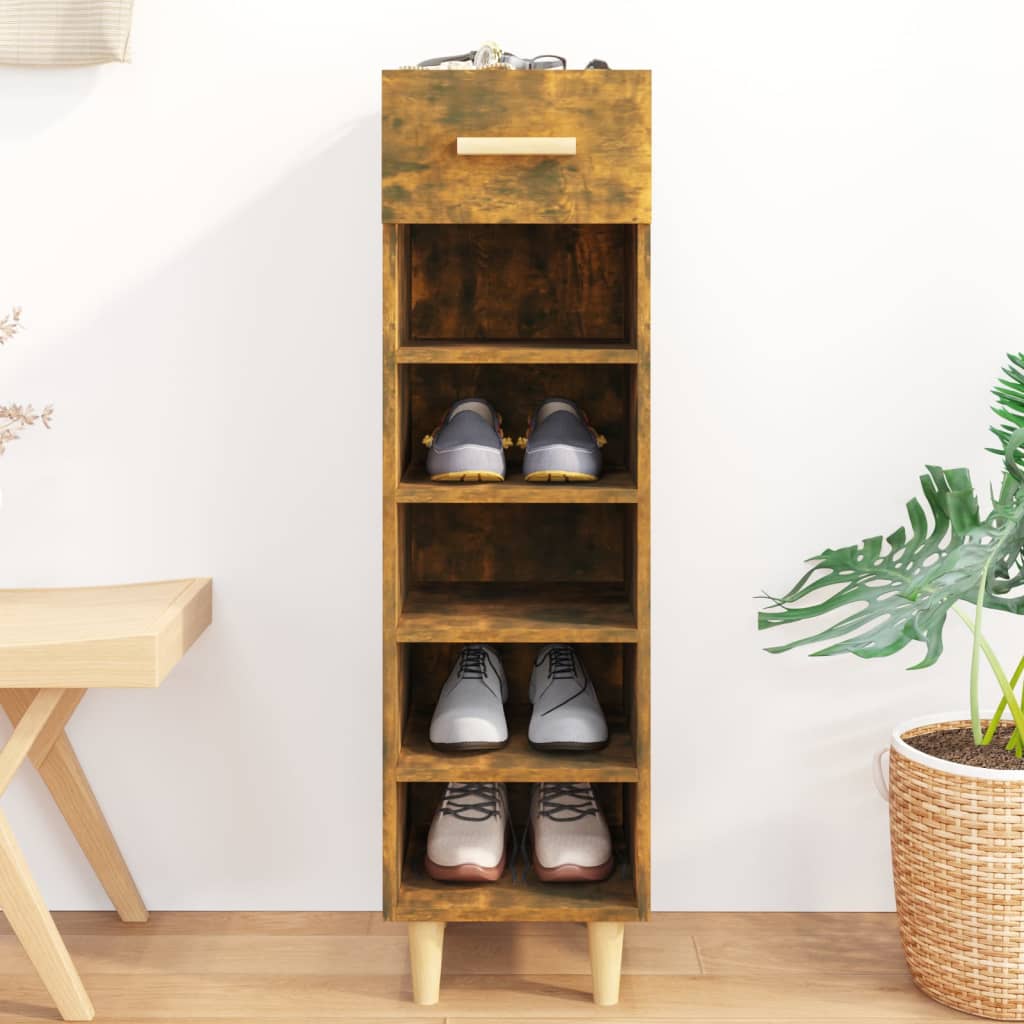 Meuble à chaussures Chêne fumé 30x35x105 cm Bois d'ingénierie - XIOS