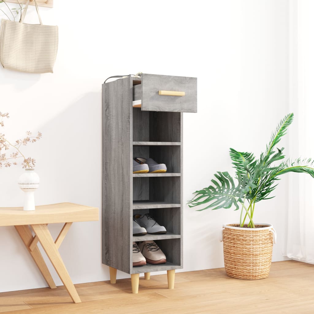 Meuble à chaussures Sonoma gris 30x35x105 cm Bois d'ingénierie - XIOS