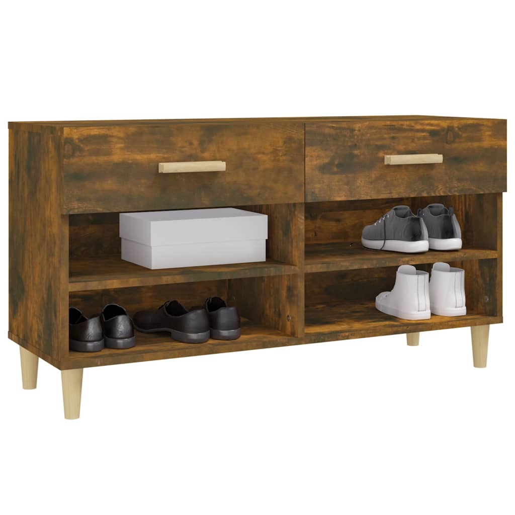 Meuble à chaussures Chêne fumé 102x35x55 cm Bois d'ingénierie - XIOS