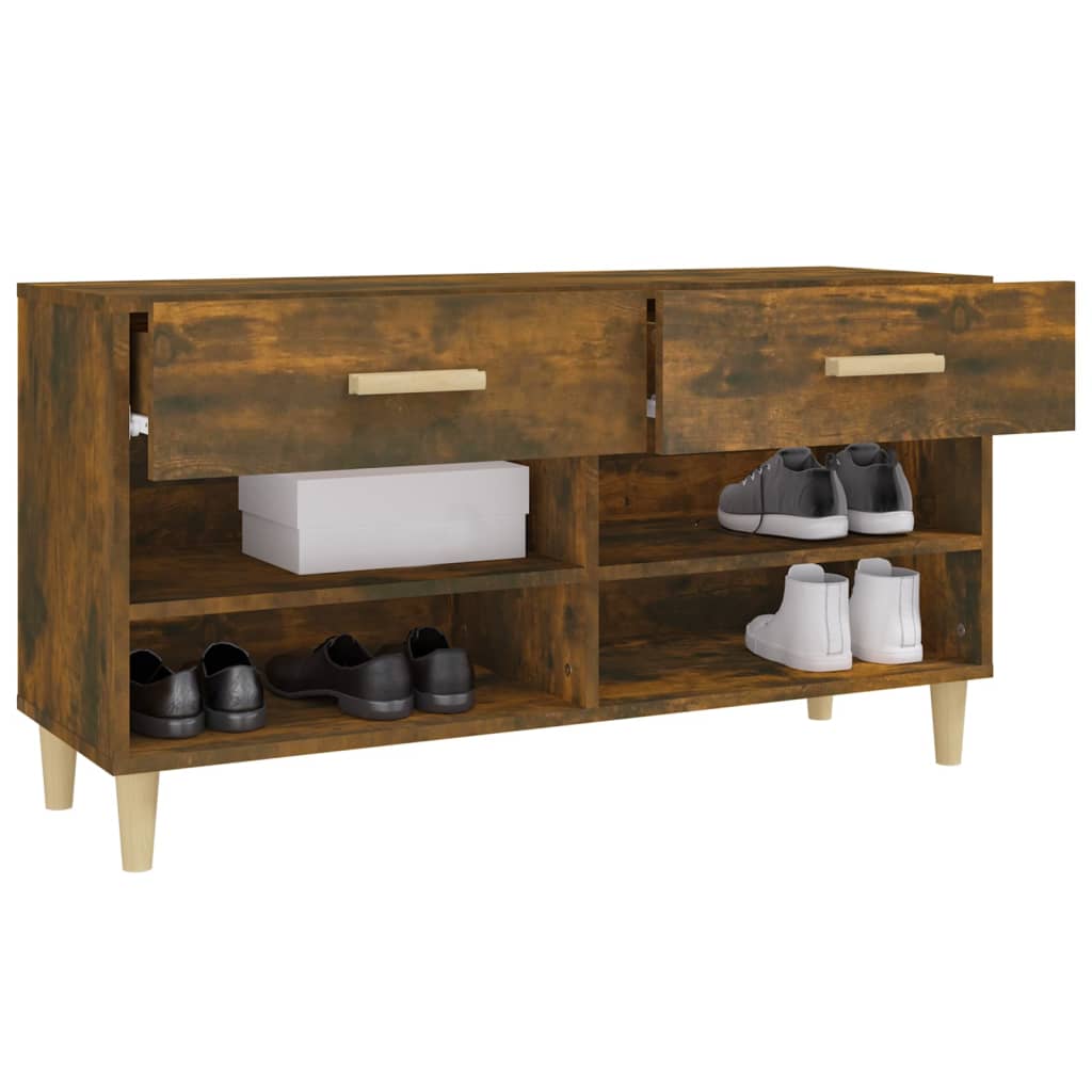 Meuble à chaussures Chêne fumé 102x35x55 cm Bois d'ingénierie - XIOS