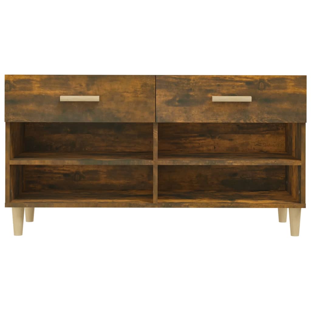 Meuble à chaussures Chêne fumé 102x35x55 cm Bois d'ingénierie - XIOS