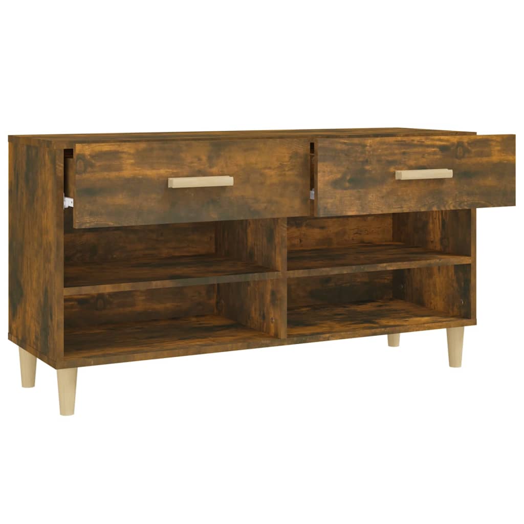 Meuble à chaussures Chêne fumé 102x35x55 cm Bois d'ingénierie - XIOS