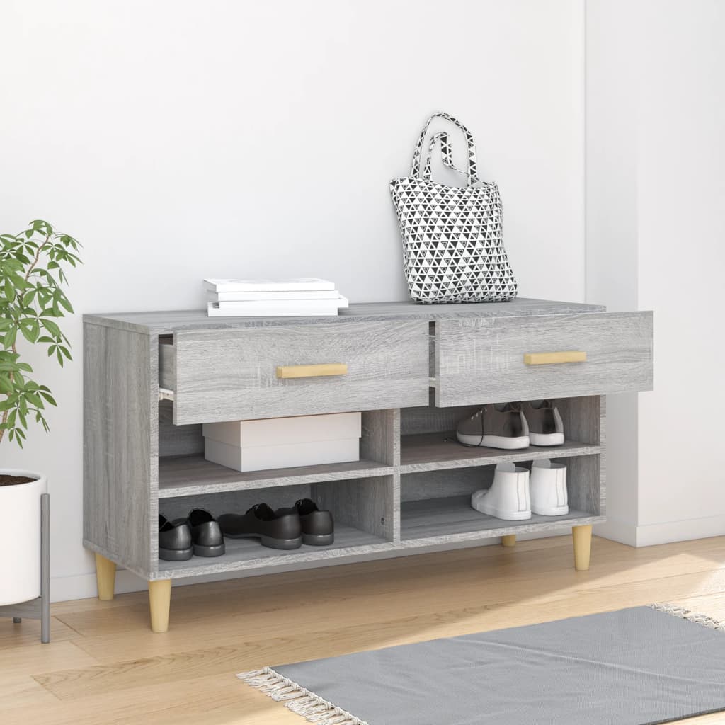 Meuble à chaussures Sonoma gris 102x35x55 cm Bois d'ingénierie - XIOS