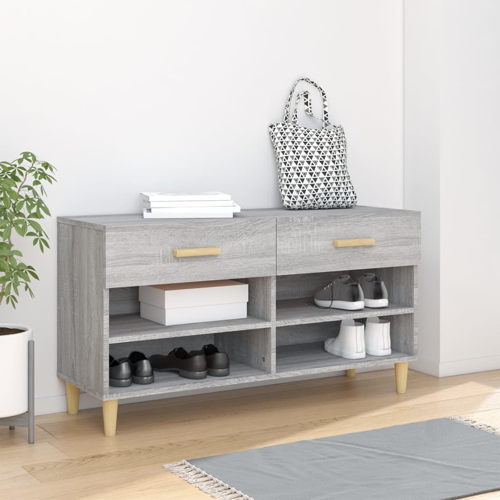 Meuble à chaussures Sonoma gris 102x35x55 cm Bois d'ingénierie - XIOS