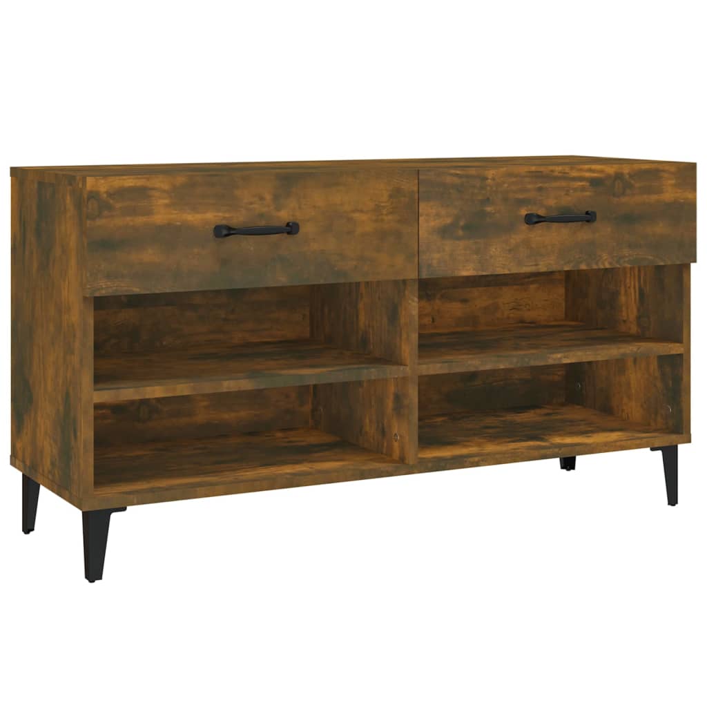 Meuble à chaussures Chêne fumé 102x35x55 cm Bois d'ingénierie - XIOS