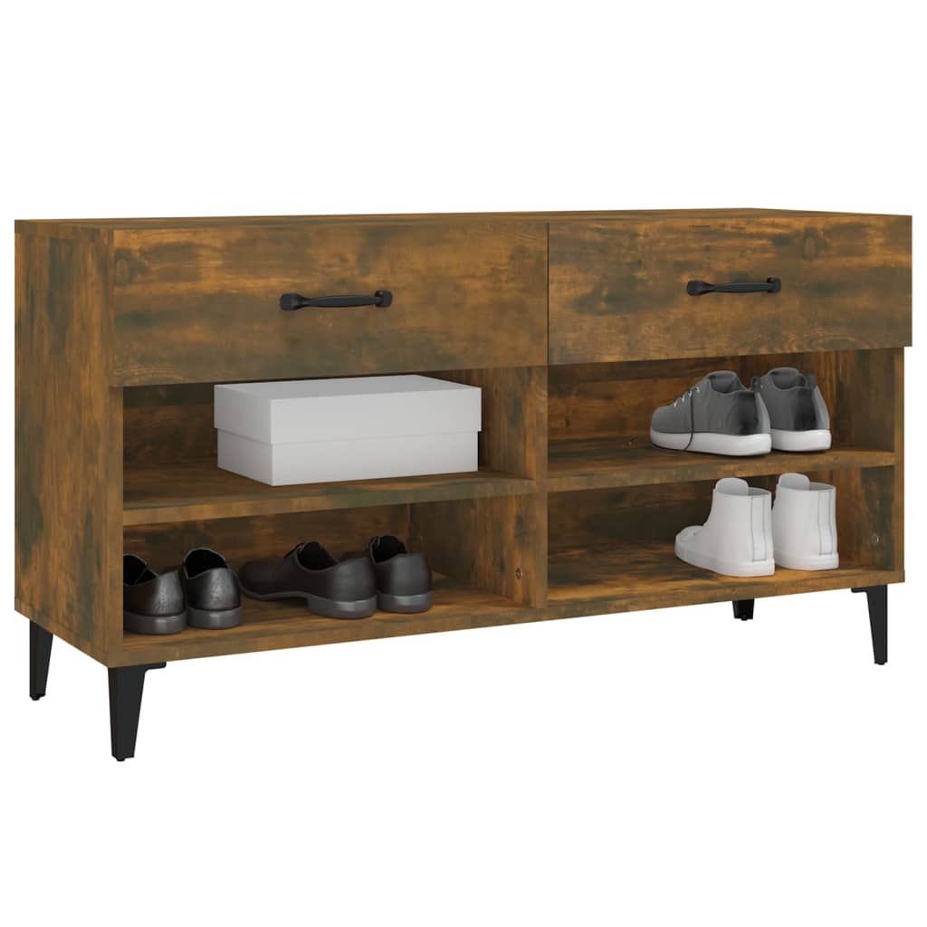 Meuble à chaussures Chêne fumé 102x35x55 cm Bois d'ingénierie - XIOS