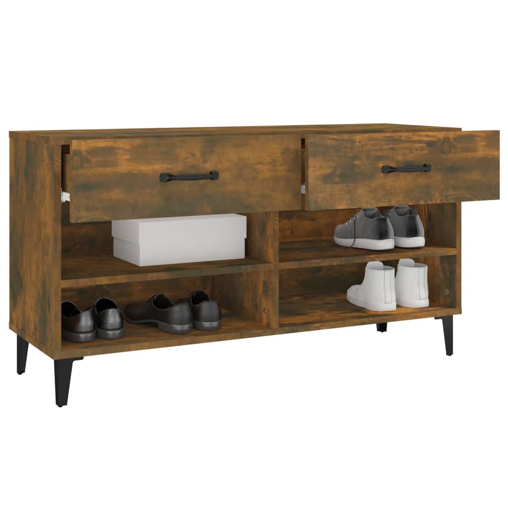 Meuble à chaussures Chêne fumé 102x35x55 cm Bois d'ingénierie - XIOS