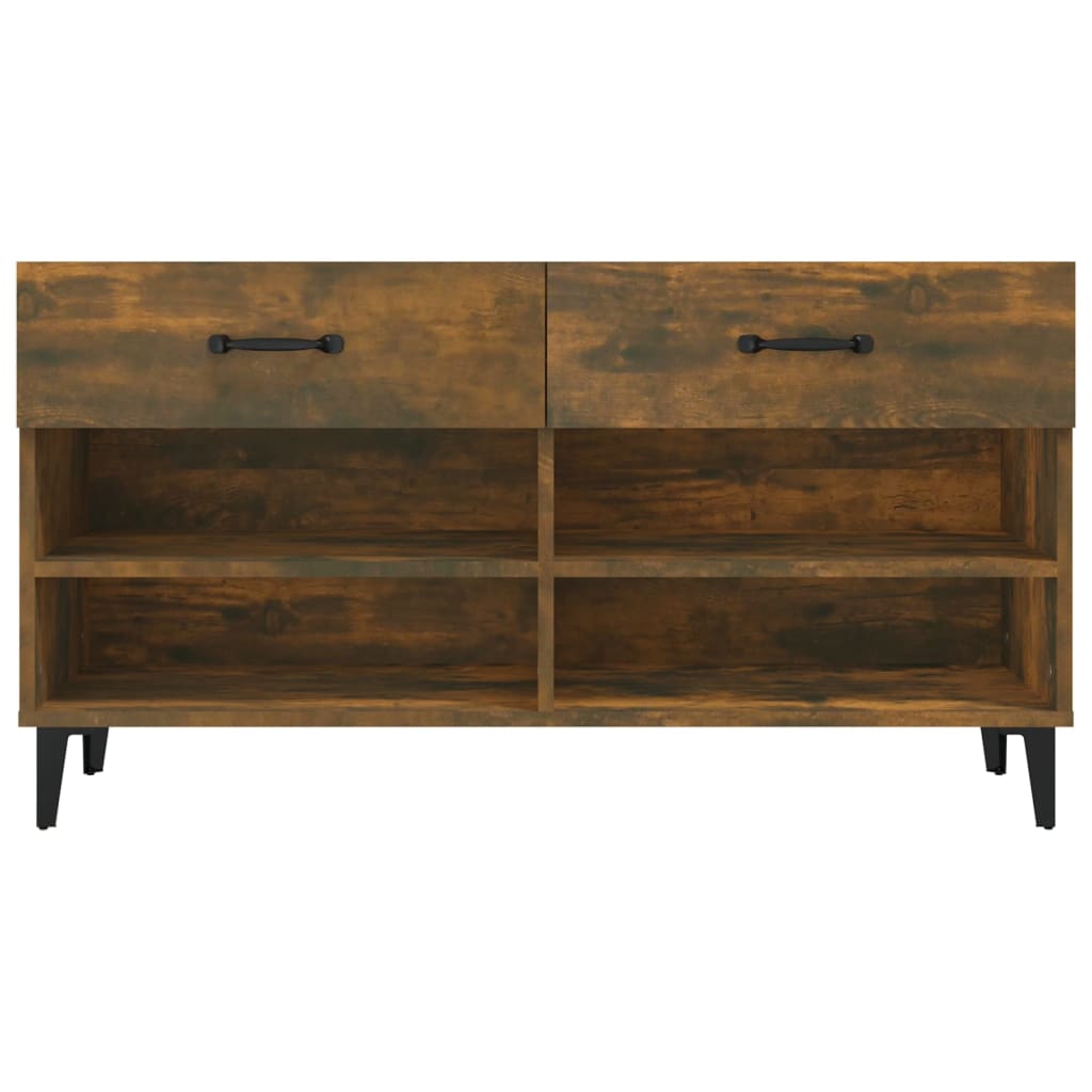 Meuble à chaussures Chêne fumé 102x35x55 cm Bois d'ingénierie - XIOS