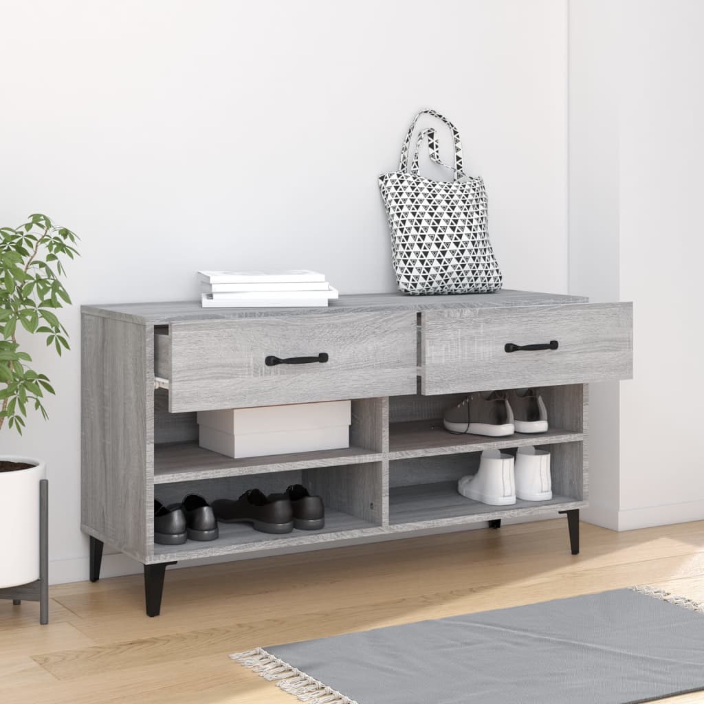 Meuble à chaussures Sonoma gris 102x35x55 cm Bois d'ingénierie - XIOS