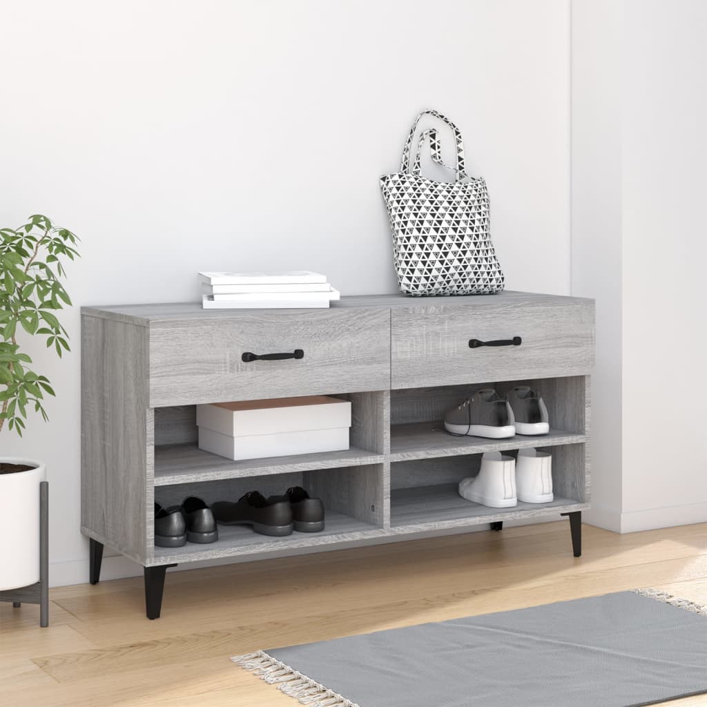 Meuble à chaussures Sonoma gris 102x35x55 cm Bois d'ingénierie - XIOS