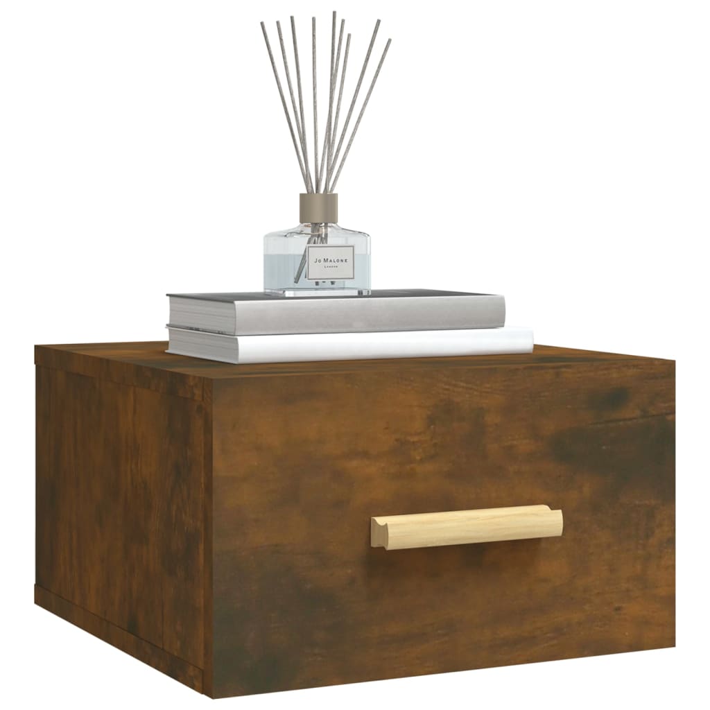 Table de chevet murale chêne fumé 35x35x20 cm - XIOS