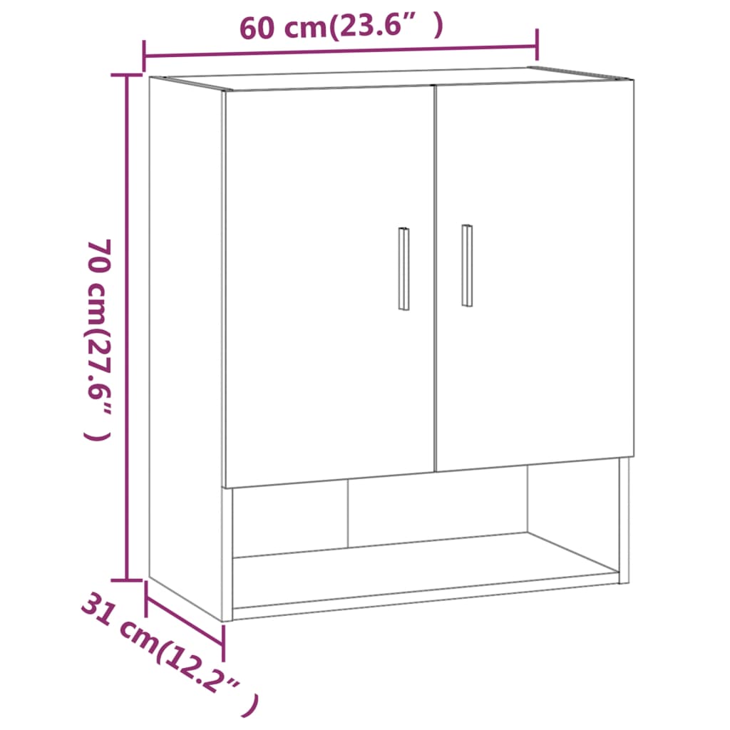 Armoire murale Sonoma gris 60x31x70 cm Bois d'ingénierie
