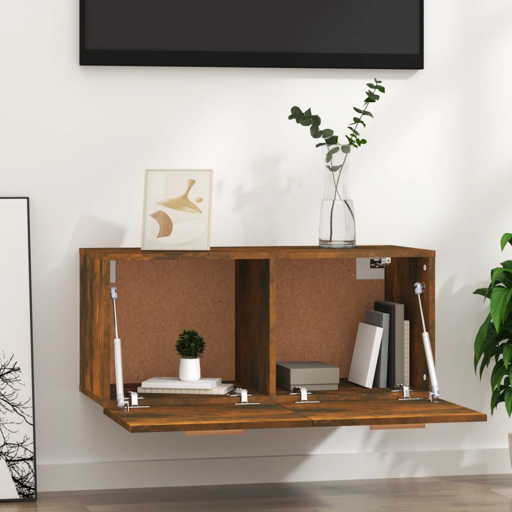Armoire murale Chêne fumé 80x35x36,5 cm Bois d'ingénierie - XIOS