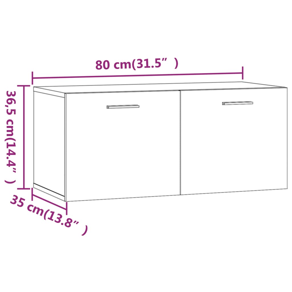 Armoire murale Chêne fumé 80x35x36,5 cm Bois d'ingénierie - XIOS