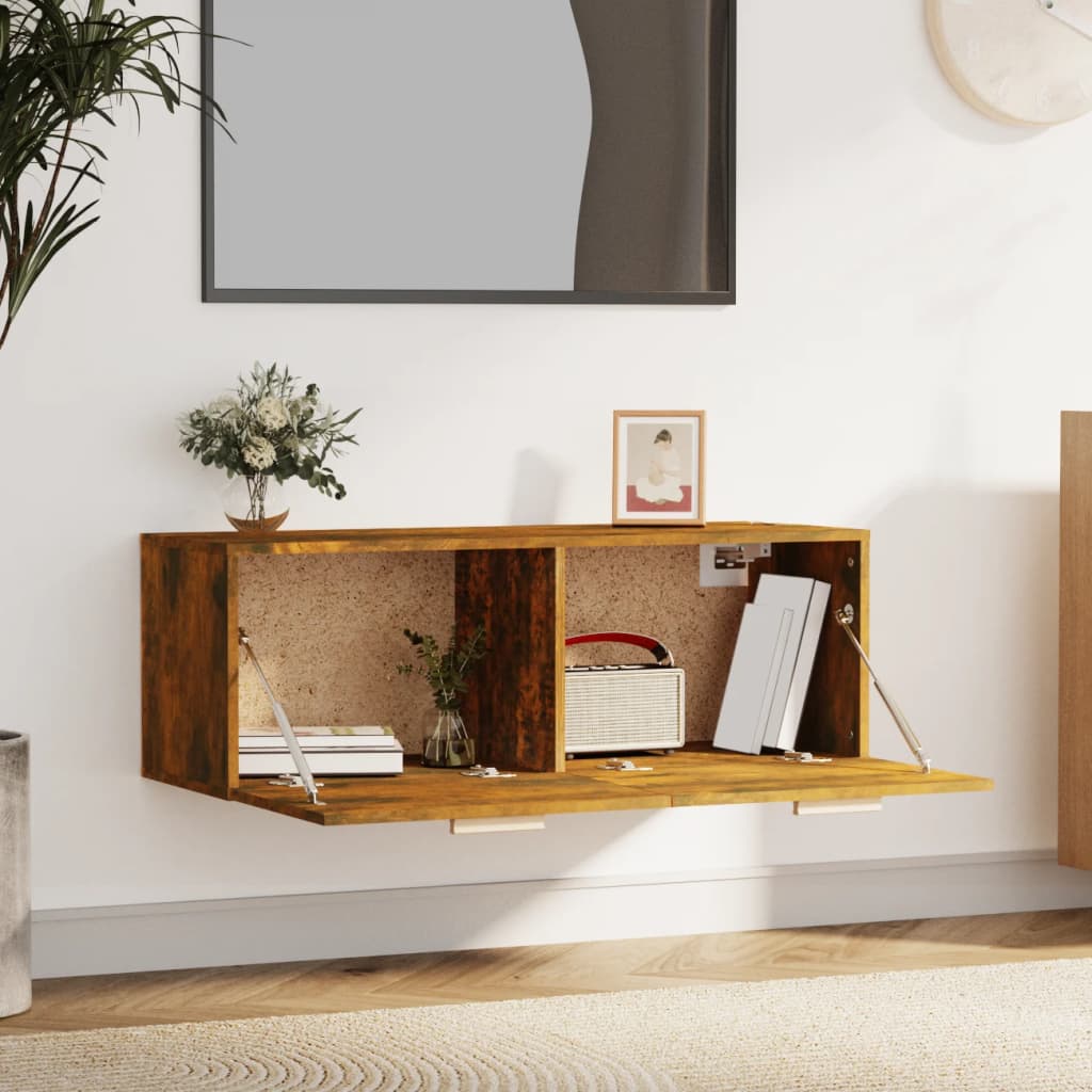 Armoire murale Chêne fumé 100x36,5x35 cm Bois d'ingénierie - XIOS