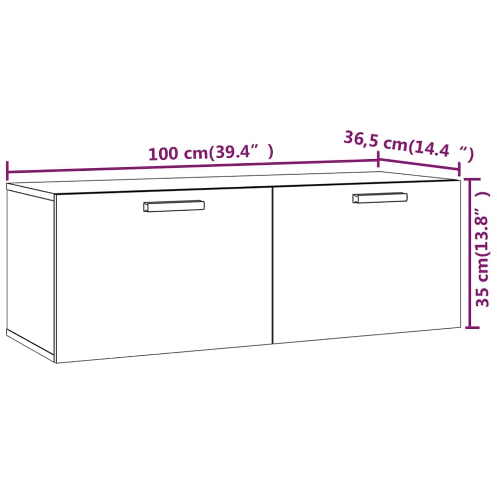 Armoire murale Chêne fumé 100x36,5x35 cm Bois d'ingénierie - XIOS