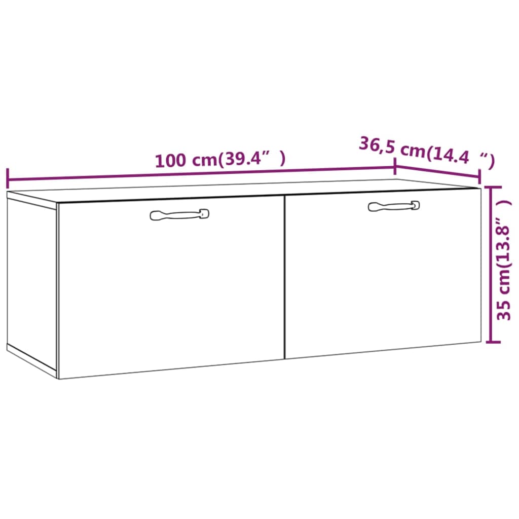 Armoire murale Chêne fumé 100x36,5x35 cm Bois d'ingénierie