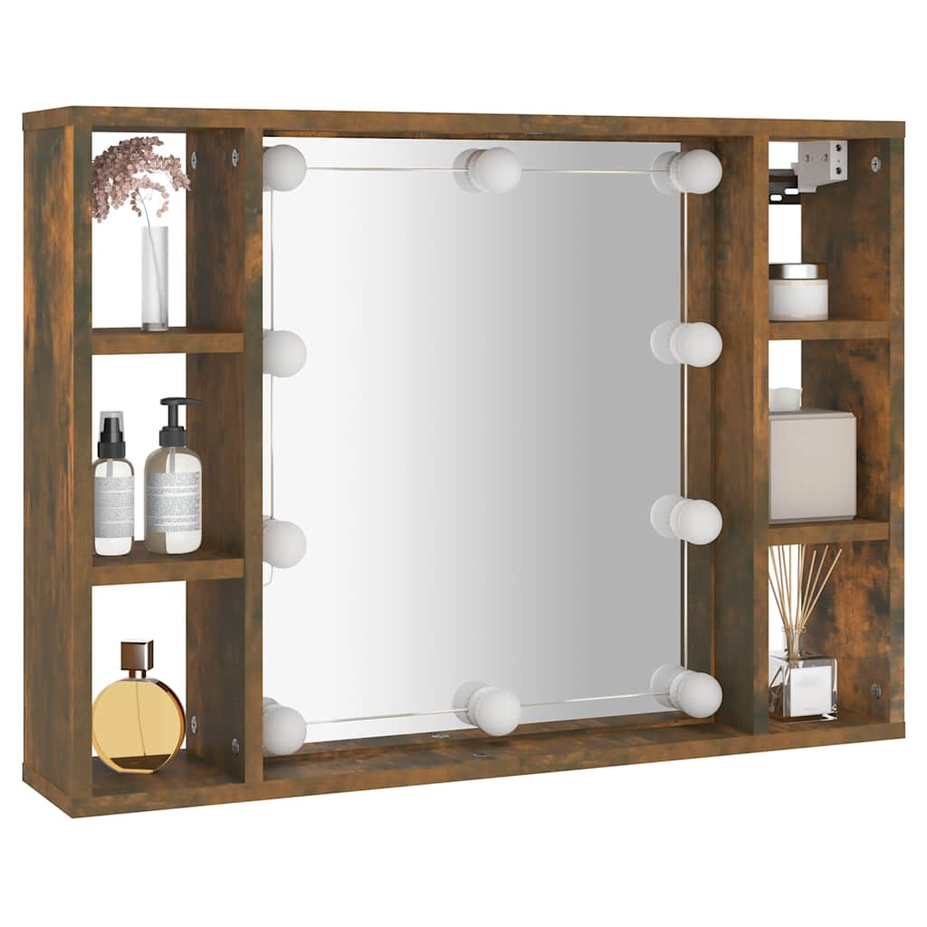 Armoire à miroir avec LED Chêne fumé 76x15x55 cm - XIOS