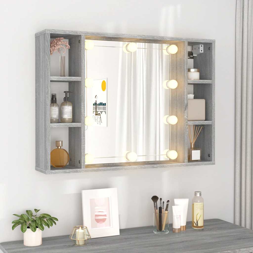 Armoire à miroir avec LED Sonoma gris 76x15x55 cm - XIOS