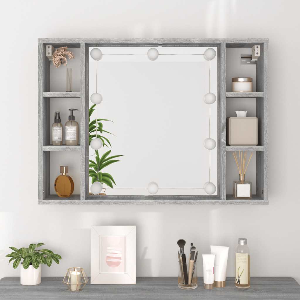 Armoire à miroir avec LED Sonoma gris 76x15x55 cm - XIOS