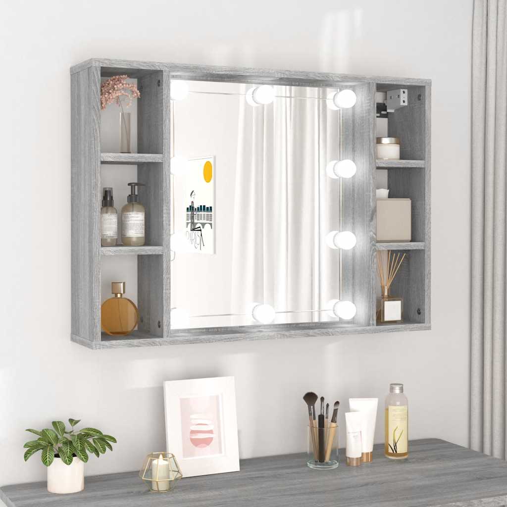 Armoire à miroir avec LED Sonoma gris 76x15x55 cm - XIOS