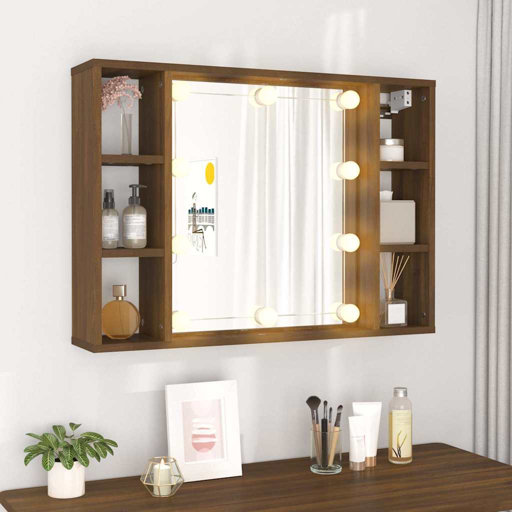 Armoire à miroir avec LED Chêne marron 76x15x55 cm - XIOS