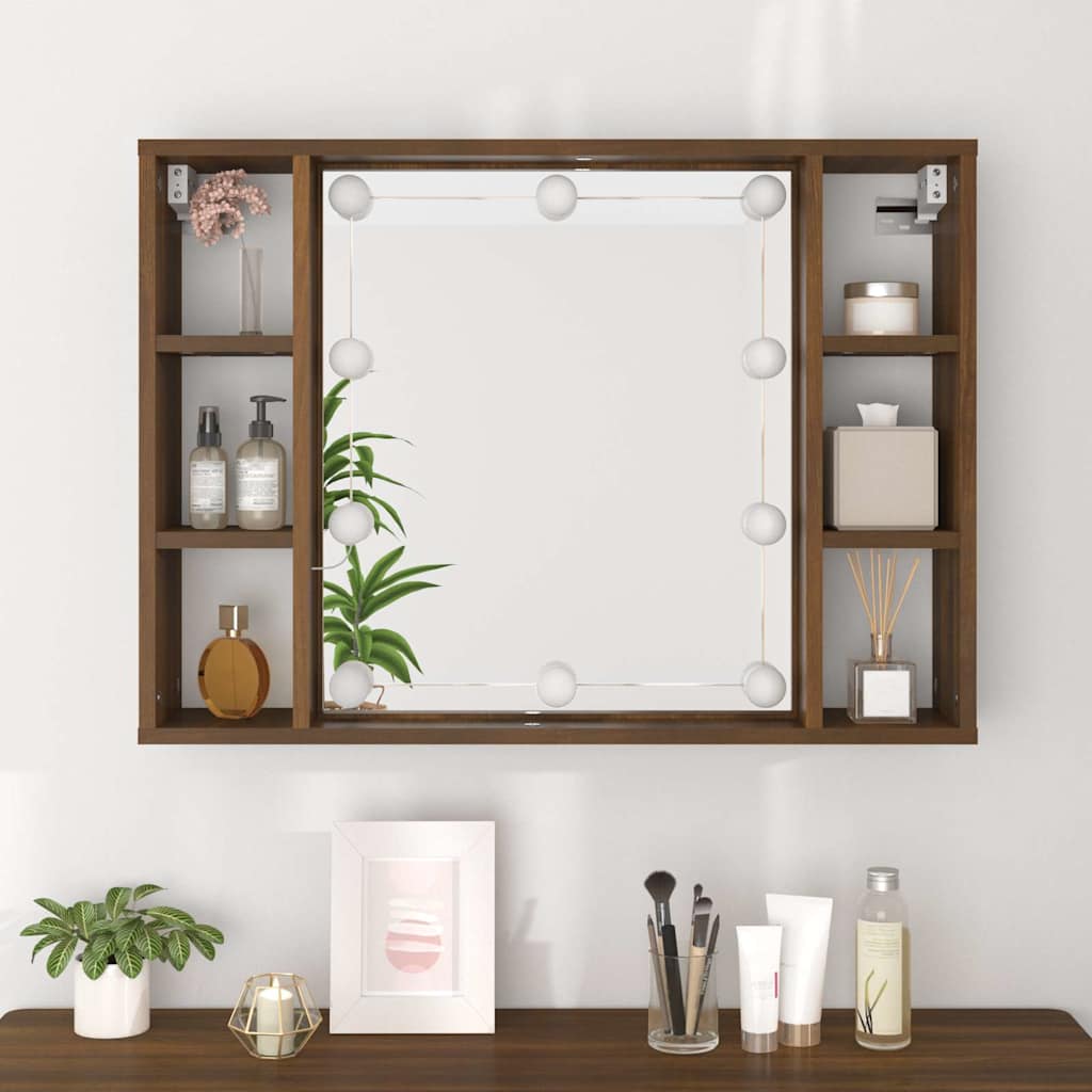 Armoire à miroir avec LED Chêne marron 76x15x55 cm - XIOS