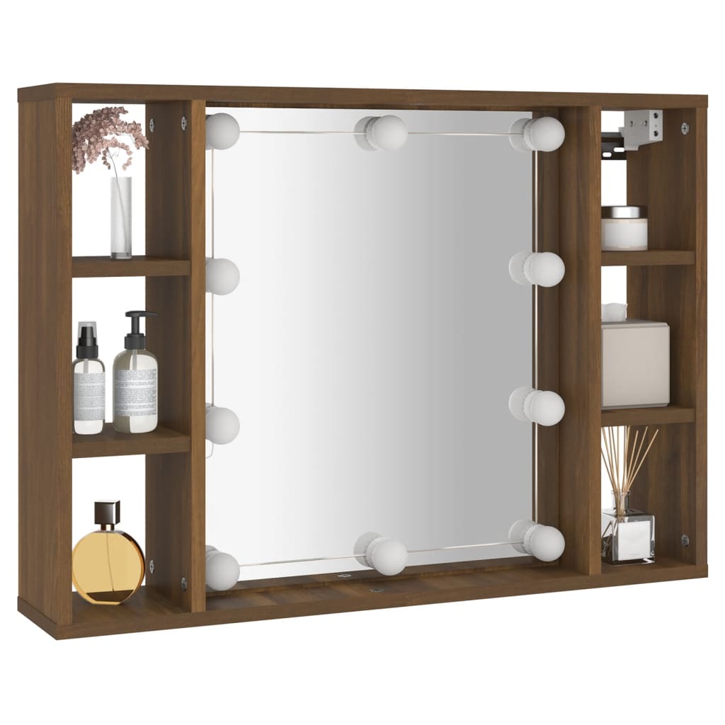 Armoire à miroir avec LED Chêne marron 76x15x55 cm - XIOS