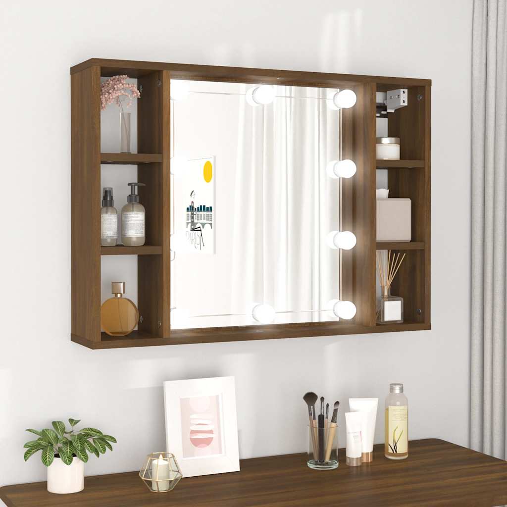 Armoire à miroir avec LED Chêne marron 76x15x55 cm - XIOS