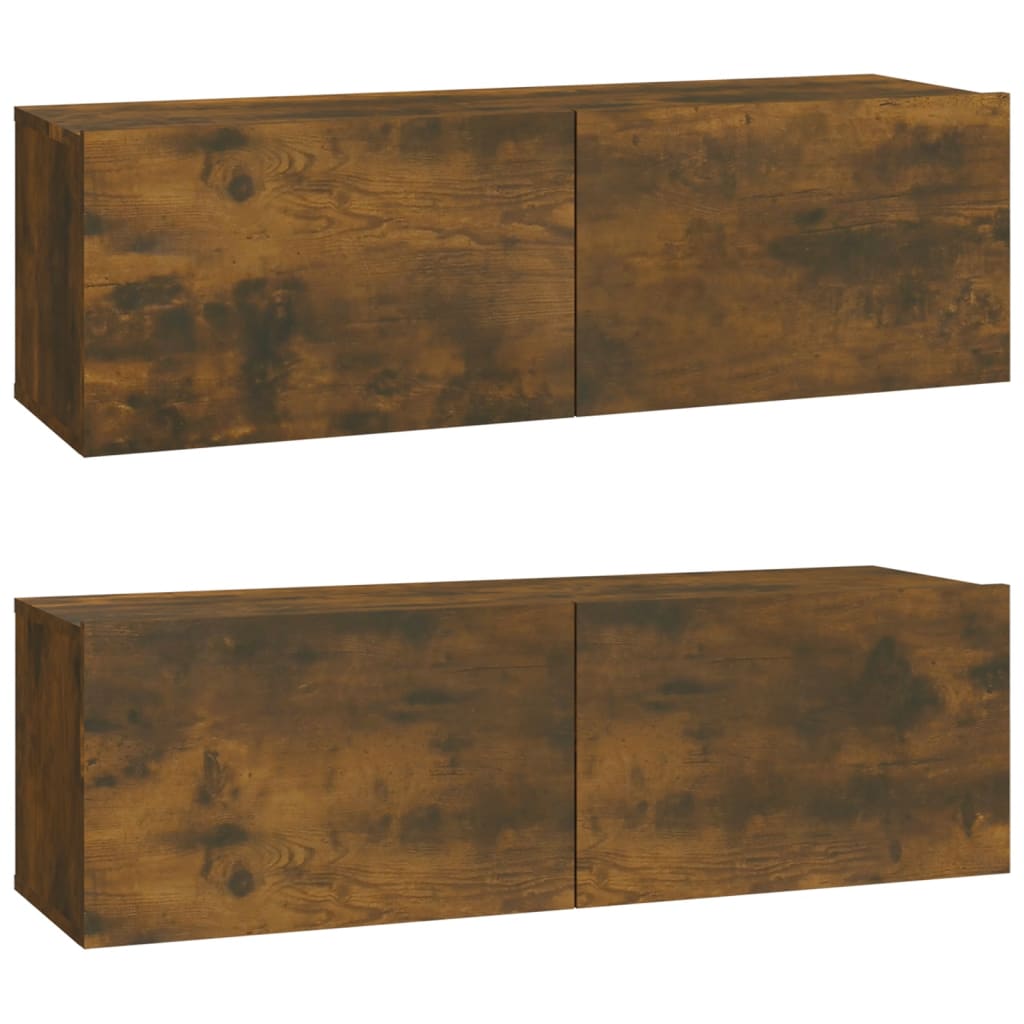 Meubles TV muraux 2pcs chêne fumé 100x30x30cm bois d'ingénierie - XIOS
