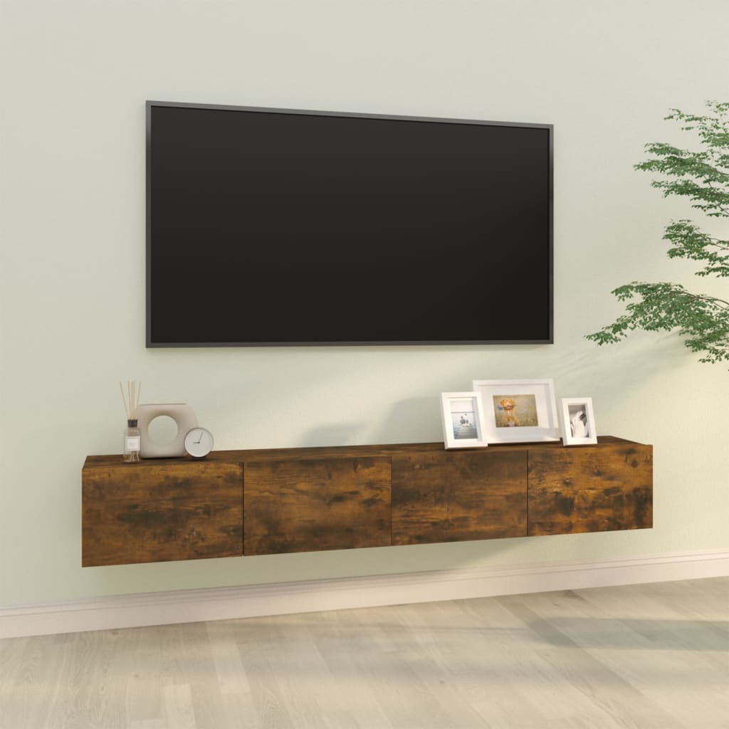 Meubles TV muraux 2pcs chêne fumé 100x30x30cm bois d'ingénierie - XIOS