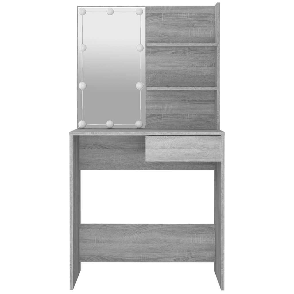 Coiffeuse avec LED Sonoma gris 74,5x40x141 cm - XIOS