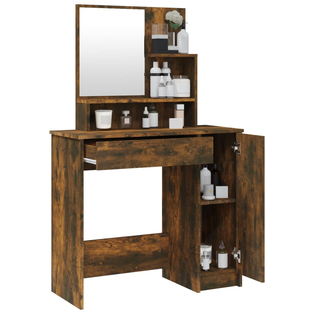 Coiffeuse avec miroir Chêne fumé 86,5x35x136 cm - XIOS
