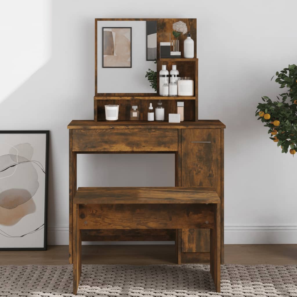 Coiffeuse avec miroir Chêne fumé 86,5x35x136 cm - XIOS