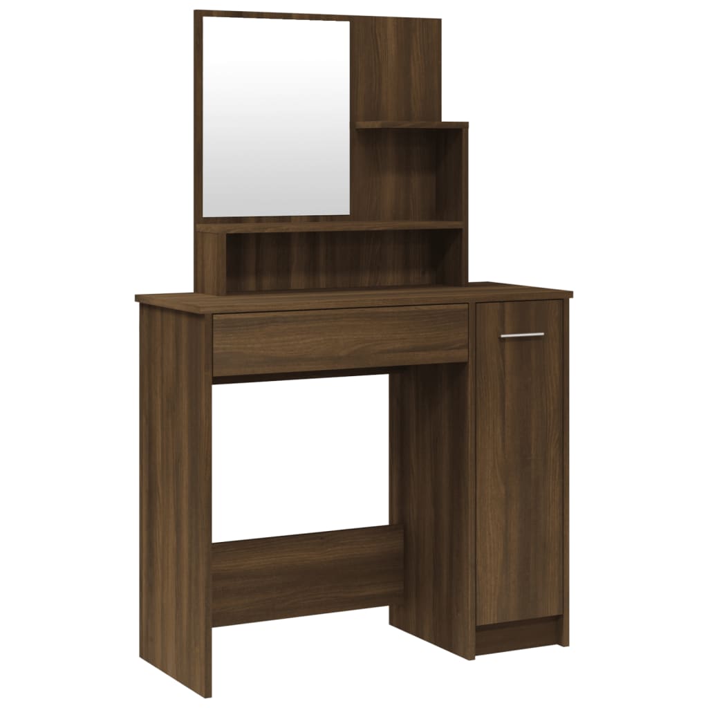 Coiffeuse avec miroir Chêne marron 86,5x35x136 cm - XIOS
