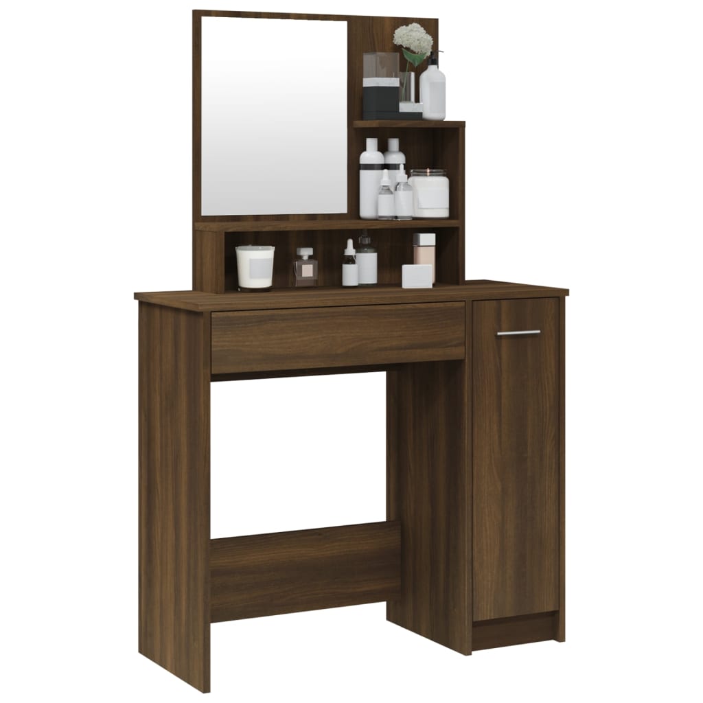 Coiffeuse avec miroir Chêne marron 86,5x35x136 cm - XIOS
