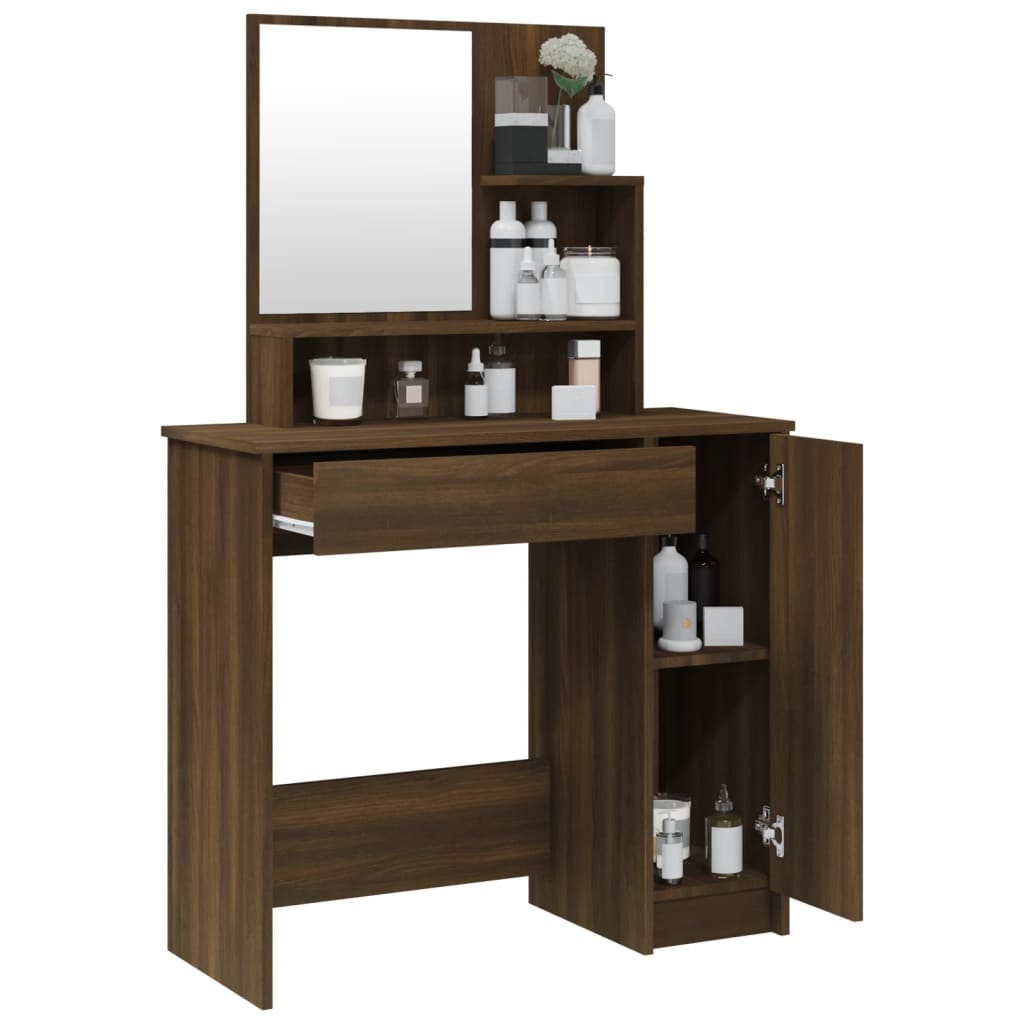 Coiffeuse avec miroir Chêne marron 86,5x35x136 cm - XIOS