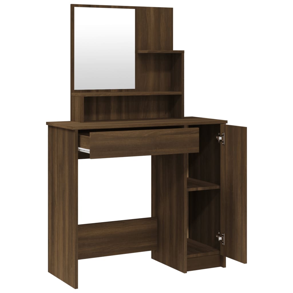 Coiffeuse avec miroir Chêne marron 86,5x35x136 cm - XIOS