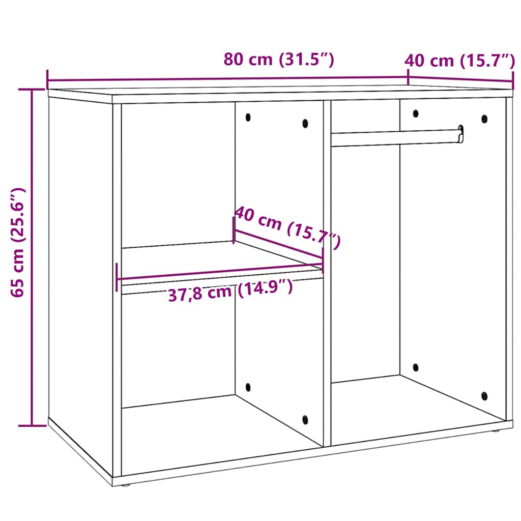 Armoire de dressing Chêne fumé 80x40x65 cm Bois d'ingénierie - XIOS