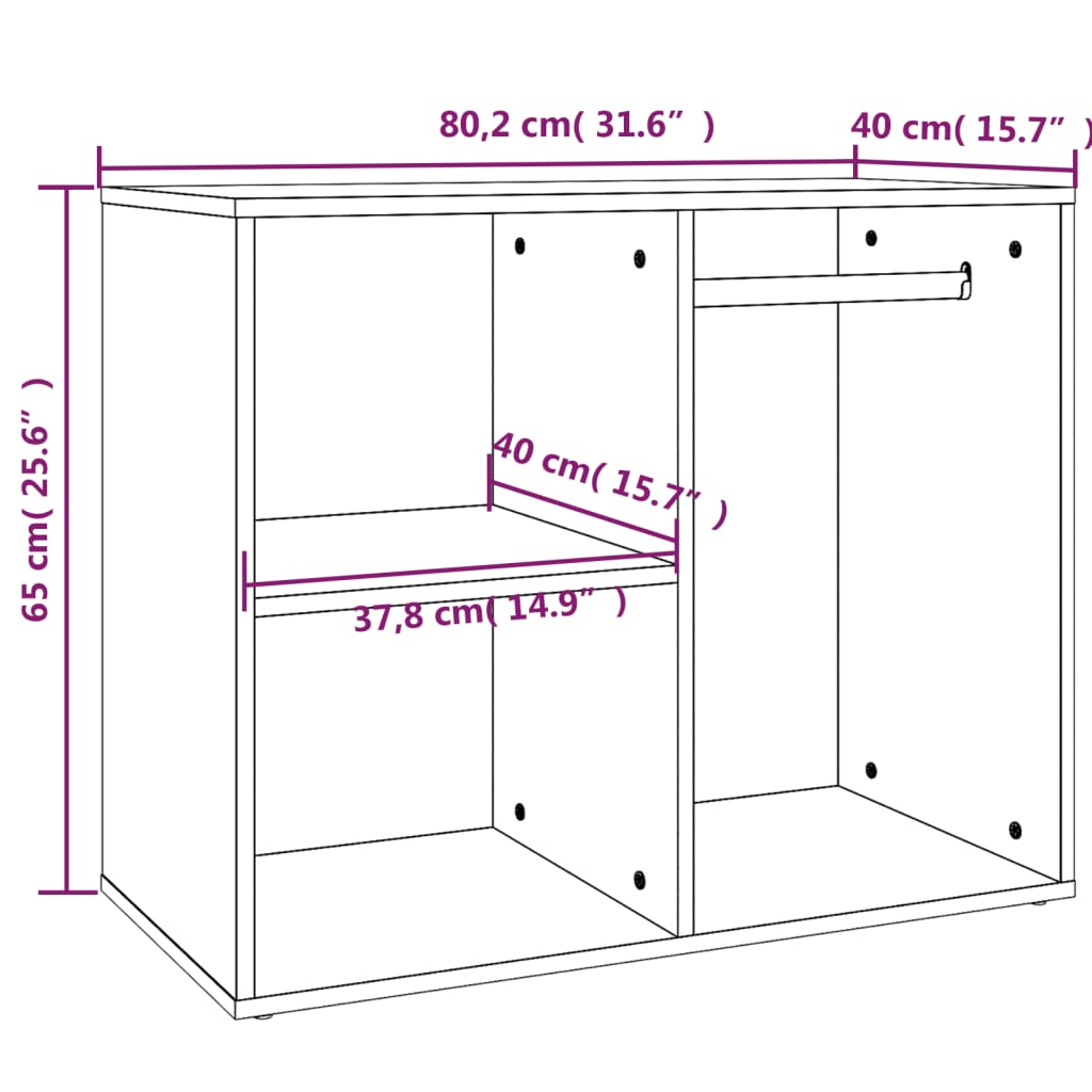 Armoire de dressing Chêne marron 80x40x65 cm Bois d'ingénierie Armoires & meubles de rangement vidaXL